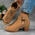 thumbnail image 1 of Viluyesy Women's Block Heeled Sandals, Adjustable Buckle Soft Sole Open Toe New Style Casual Dress Shoes Brown, 1 of 8