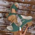thumbnail image 1 of Viluyesy Women's Block Heeled Sandals, Adjustable Buckle Solid Color Slip-On Summer Casual Fashion Platform Shoes Green, 1 of 6