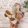 thumbnail image 1 of Viluyesy Women's Block Heeled Sandals, Open Toe Spring Summer Hollow Up Comfortable Trendy Dress Platform Shoes Beige, 1 of 9