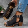 thumbnail image 1 of Viluyesy Women's Block Heeled Sandals, Soft Sole Open Toe Adjustable Buckle New Style Casual Dress Shoes Black, 1 of 8