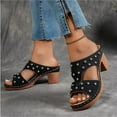 thumbnail image 1 of Viluyesy Women's Block Heels Sandals, Fashion Rivets Slip-On Peep Toe Comfortable Breathable Shoes Black 6.5, 1 of 7