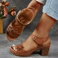 thumbnail image 1 of Viluyesy Women's Block Heels Sandals, Open Toe Fashionable Floral Ankle Strap Spring Summer Casual Dressy Shoes Brown 6, 1 of 5