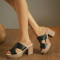 thumbnail image 1 of Viluyesy Women's Block Heels Sandals, Slip-On Open Toe Fashion Comfortable Ladies Summer Platform Shoes Black, 1 of 8