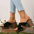 thumbnail image 1 of Viluyesy Women's Block Heels Sandals, Slip-On Open Toe Thick Sole 2025 New Style Platform Shoes Black 6.5, 1 of 9