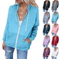 thumbnail image 1 of Viluyesy Women's Casual Hooded Jackets Full Zip Up Lightweight Long Sleeve Hoodie with Pockets Drawstring Loose Fit Windbreaker for Daily Travel Wear, 1 of 10