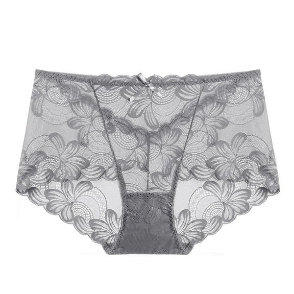 Viluyesy Women's Cheeky Briefs, Elastic Waist Sexy Lace Plus Size Breathable Stretch Panties Dark Gray 2XL