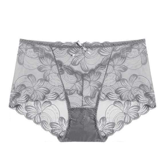 Viluyesy Women's Cheeky Briefs, Elastic Waist Sexy Lace Plus Size Breathable Stretch Panties Dark Gray 2XL