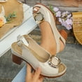 thumbnail image 1 of Viluyesy Women's Chunky Heeled Sandals, Adjustable Buckle Slingback Peep Toe Casual Fashion Dress Shoes Beige 7.5, 1 of 9