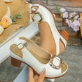 thumbnail image 1 of Viluyesy Women's Chunky Heeled Sandals, Peep Toe Adjustable Buckle Slingback Casual Fashion Dress Shoes White 8.5, 1 of 7