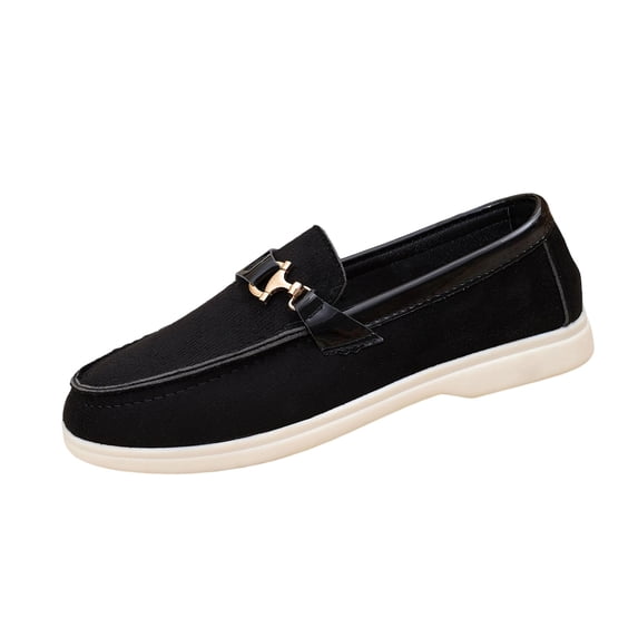 Viluyesy Women's Faux Suede Loafers, Comfort Round Toe Wide Width Fashion Flat Loafers White