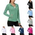 thumbnail image 1 of Viluyesy Women's Full Zip Workout Hoodie UPF 50+ Sun Protection Jackets with Pockets Thumb Holes Quick Dry Lightweight UV Protection for Hiking Running Outdoor Casual Wear, 1 of 7