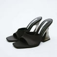 thumbnail image 1 of Viluyesy Women's Heels Sandals, Slip-On Square Toe Chunky Heeled Summer Casual Single Band Shoes Black, 1 of 3