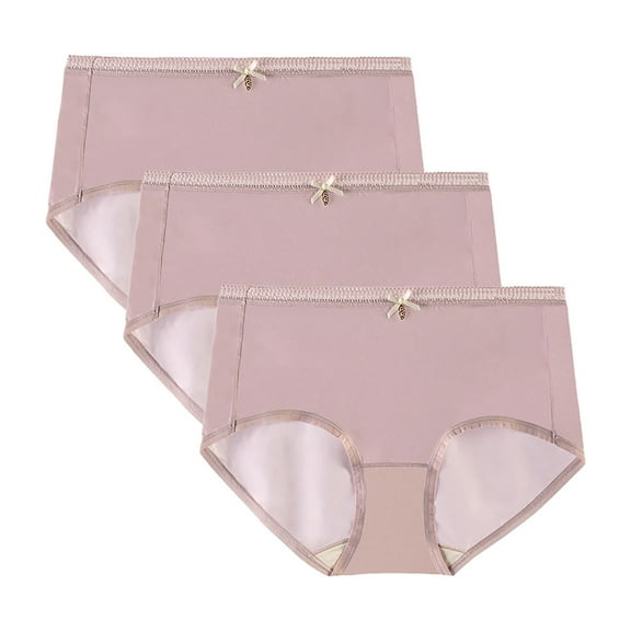 Viluyesy Women's Hipsters Panties, Breathable Comfortable Silk Seamless Solid Underwear 3-Pack Pink L