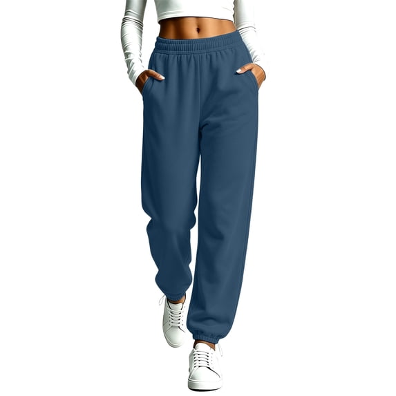 Viluyesy Women's Joggers Loose Fit High Waisted Drawstring Pockets Cinched Ankle Casual Lounge Athletic Workout Pants Navy Size S