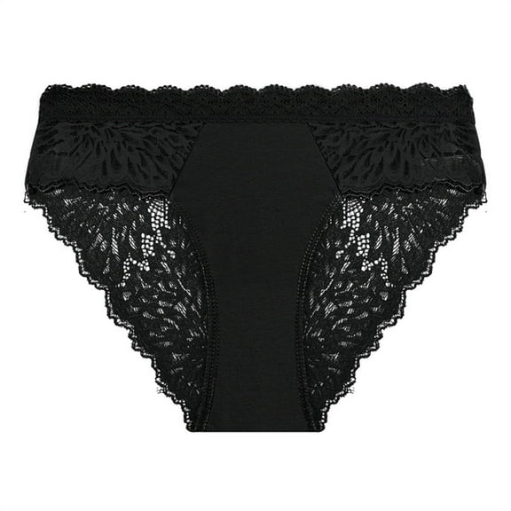 Viluyesy Women's Lace Cheeky Panties, Elastic Waist Sexy Breathable Stretch Hipsters Briefs Black M