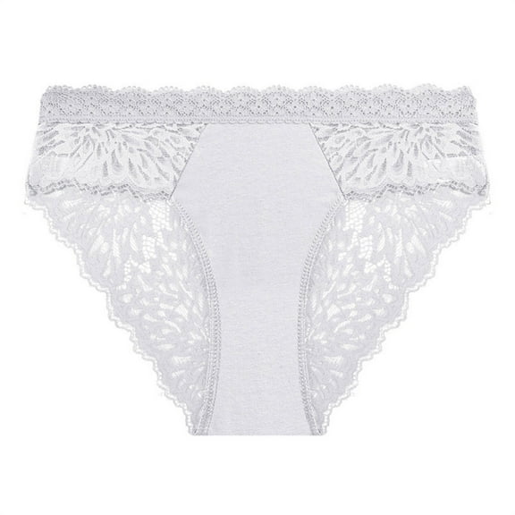 Viluyesy Women's Lace Cheeky Panties, Elastic Waist Sexy Breathable Stretch Hipsters Briefs White M