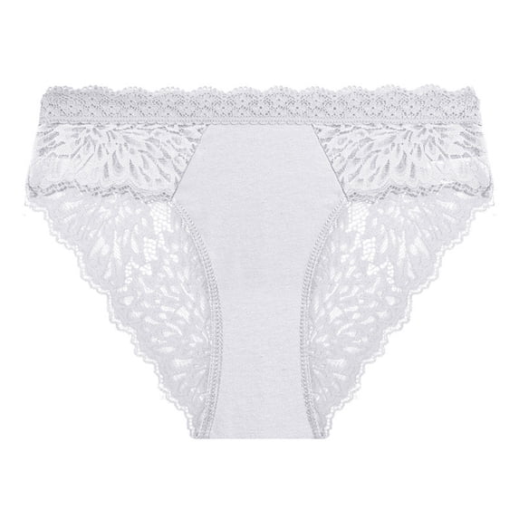 Viluyesy Women's Lace Cheeky Panties, Stretch Elastic Waist Sexy Breathable Hipsters Briefs White S