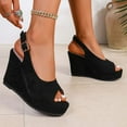 thumbnail image 1 of Viluyesy Women's Platform Sandals, Ankle Buckle Peep Toe Thick Sole 2025 Espadrilles Wedge Shoes Black 5.5, 1 of 7