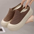 thumbnail image 1 of Viluyesy Women's Platform Sneakers Chunky Slip On Comfortable Breathable Knit Walking Shoes Non Slip Casual Flats Coffee Size 8, 1 of 9