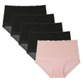 thumbnail image 1 of Viluyesy Women's Shaping Briefs 5-Pack, Tummy Control Plus Size High Waist Breathable Panties Black 3XL, 1 of 8