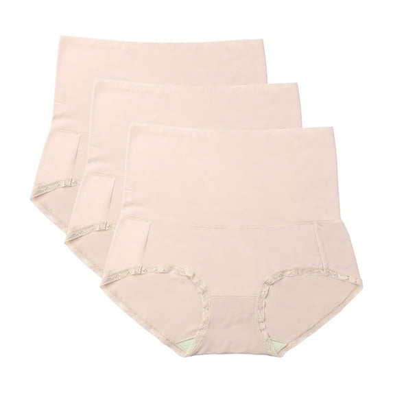 Viluyesy Women's Shaping Panties, Breathable Seamless High Waist Tummy Control Briefs 3-Pack Khaki 2XL