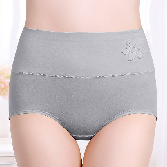 Viluyesy Women's Shaping Panties, High Waist Seamless Tummy Control Cotton Briefs Gray 2XL