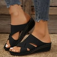 thumbnail image 1 of Viluyesy Women's Slide Sandals, Soft Sole Open Toe Arch Support Daily Casual Comfort Wedge Shoes Black 6, 1 of 1