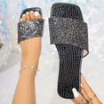 thumbnail image 1 of Viluyesy Women's Slides Sandals, Square Toe Shiny Sequin Slip-On Summer Beach Casual Flat Shoes Black 6, 1 of 9