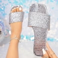 thumbnail image 1 of Viluyesy Women's Slides Sandals, Square Toe Slip-On Shiny Sequin Summer Beach Casual Flat Shoes Silver 7, 1 of 9