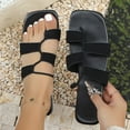 thumbnail image 1 of Viluyesy Women's Slides Sandals, Trendy Design Clip Toe Square Open Toe Summer Casual Beach Flat Shoes Black, 1 of 9