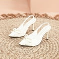 thumbnail image 1 of Viluyesy Women's Stilettos Sandals, Slingback Spring Summer Bow Pointed Toe Ladies Wedding Party Dress Shoes Beige 5.5, 1 of 8