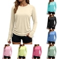 thumbnail image 1 of Viluyesy Women's UPF 50+ Sun Protection Shirts Long Sleeve Crew Neck Side Drawstring with Thumb Holes Quick Dry for Hiking Running Workout Outdoor Wear, 1 of 9
