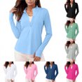 thumbnail image 1 of Viluyesy Women's UV Protection Long Sleeve Tops UPF 50+ Sun Protection Quarter Zip Shirts Quick Dry Lightweight for Golf Hiking Workout Daily Outdoor Wear, 1 of 10