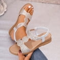 thumbnail image 1 of Viluyesy Women's Wedge Sandals, Ankle Elastic Strap Shiny Rhinestone Open Toe Summer Casual Beach Gladiator Shoes Silver, 1 of 9