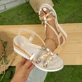 thumbnail image 1 of Viluyesy Women's Wedge Sandals, Ankle Strap Roman Boho Style Peep Toe Summer Elegant Gladiator Shoes Beige 6.5, 1 of 9