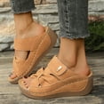 thumbnail image 1 of Viluyesy Women's Wedge Sandals, Arch Support Open Toe Soft Sole New Style Slip-On Platform Shoes Brown 6, 1 of 9