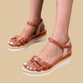 thumbnail image 1 of Viluyesy Women's Wedge Sandals, Comfortable Round Toe Ankle Strap Spring Summer Casual Roman Shoes Brown, 1 of 7
