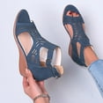 thumbnail image 1 of Viluyesy Women's Wedge Sandals, Hollow Up Zipper Back Open Toe Summer Fashion Roman Gladiator Shoes Blue, 1 of 7