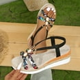 thumbnail image 1 of Viluyesy Women's Wedge Sandals, Peep Toe Roman Boho Style Ankle Strap Summer Elegant Gladiator Shoes Black 7, 1 of 9