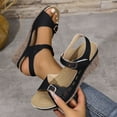 thumbnail image 1 of Viluyesy Women's Wedge Sandals, Soft Sole Adjustable Buckle Open Toe Comfortable Fashion Shoes Black 6, 1 of 8
