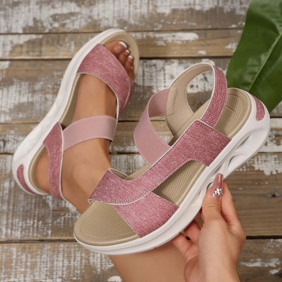 Viluyesy Women's Wedge Sandals, Soft Sole Arch Support Breathable Comfortable Spring Summer Casual Walking Platform Shoes Pink