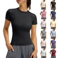 thumbnail image 1 of Viluyesy Women's Workout Tops Short Sleeve Crew Neck Quick Dry Slim Fit Athletic Yoga Gym T Shirts Black Size L, 1 of 7