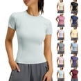 thumbnail image 1 of Viluyesy Women's Workout Tops Short Sleeve Crew Neck Slim Fit Quick Dry Athletic Yoga Gym T Shirts Sky Blue Size 2XL, 1 of 7