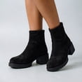 thumbnail image 1 of Viluyesy Womens Ankle Booties Stretchy Sock Suede Platform Chunky Block Heel Lug Sole Slip On Casual Edgy Everyday Footwear Black Size 9, 1 of 8