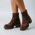 thumbnail image 1 of Viluyesy Womens Ankle Booties Stretchy Sock Suede Platform Chunky Block Heel Lug Sole Slip On Casual Edgy Everyday Footwear Brown Size 8, 1 of 8