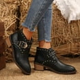 thumbnail image 1 of Viluyesy Womens Ankle Boots, Faux Leather Pointed Toe Wide Calf Fashion Buckle Booties Black, 1 of 8
