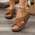 thumbnail image 1 of Viluyesy Womens Arch Support Sandals, Wide Width Soft Sole Open Toe Summer Flat Slippers Brown, 1 of 5