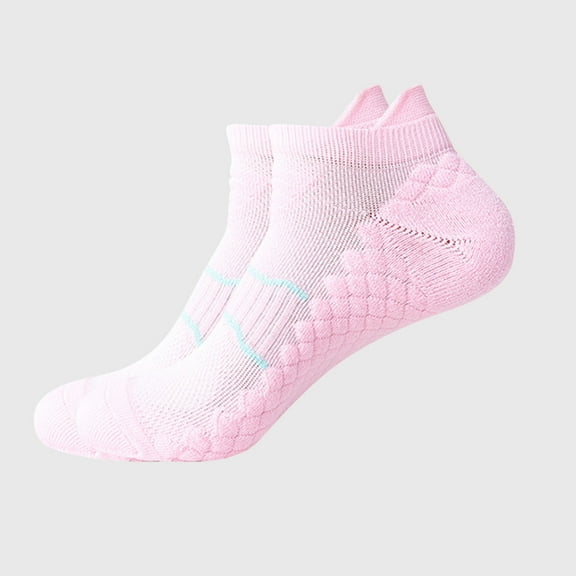 Viluyesy Womens Athletic Socks, Breathable Cotton Low Cut Anti-Slip Cushion Running Sports Ankle Socks Pink
