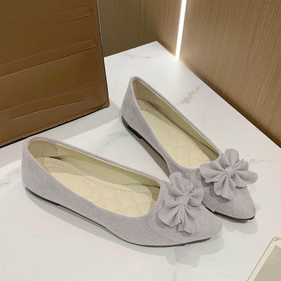 Viluyesy Womens Ballet Flats, Comfortable Wide Width Pointed Toe Slip-On Dressy Work Office Shoes Beige US9