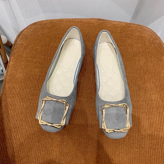 Viluyesy Womens Ballet Flats, Comfortable Wide Width Round Toe Slip-On Dressy Work Office Shoes Gray US7.5